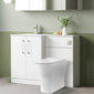 Nuie Arno L-Shaped 1100 Floor Standing Marble Stone Basin Combination Unit - Gloss White with Freya Toilet - welovecouk