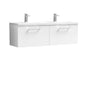 Ryker 1200mm Wall Hung 2 Drawer Vanity & Double Basin - Gloss White