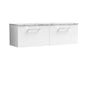 Nuie Arno 1200mm Wall Hung 2-Drawer Vanity & Laminate Worktop - Gloss White