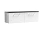 Nuie Arno 1200mm Wall Hung 2-Drawer Vanity & Laminate Worktop - Gloss White