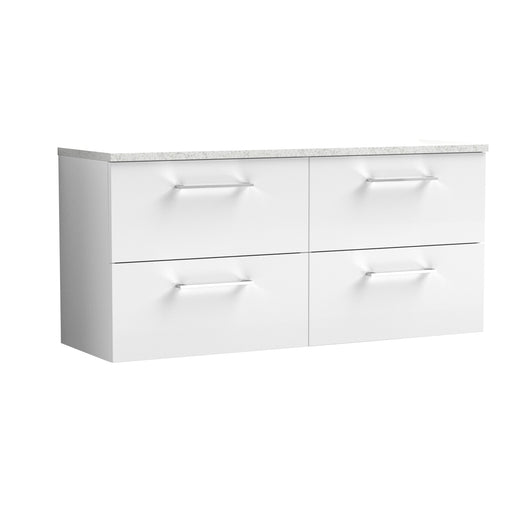  Nuie Arno 1200mm Wall Hung 4-Drawer Vanity & Laminate Worktop - Gloss White