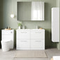 Nuie Arno 1200mm Floor Standing 4-Drawer Vanity & Double Polymarble Basin - Gloss White