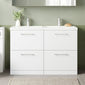 Nuie Arno 1200mm Floor Standing 4-Drawer Vanity & Double Polymarble Basin - Gloss White