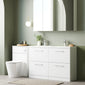 Nuie Arno 1200mm Floor Standing 4-Drawer Vanity & Double Polymarble Basin - Gloss White