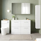 Nuie Arno 1200mm Floor Standing 4-Drawer Vanity & Double Ceramic Basin - Gloss White - welovecouk