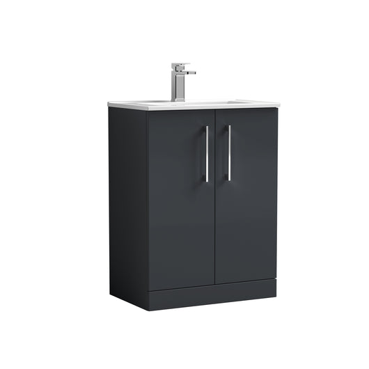  Nuie Arno 600mm Floor Standing 2-Door Vanity & Basin 2 - Soft Black