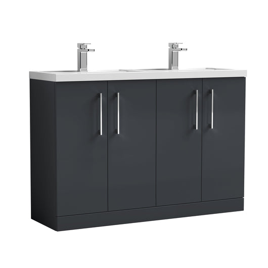  Ryker 1200mm Floor Standing 4 Door Vanity & Double Polymarble Basin - Soft Black