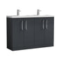 Ryker 1200mm Floor Standing 4 Door Vanity & Double Polymarble Basin - Soft Black