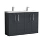 Arno 1200mm Floor Standing 4 Door Vanity & Double Basin 1 - Soft Black