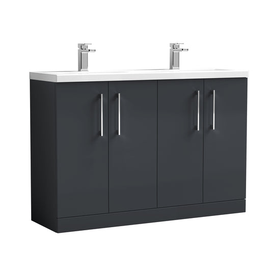  Arno 1200mm Floor Standing 4 Door Vanity & Double Basin 2 - Soft Black