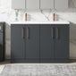 Nuie Arno 1200mm Floor Standing 4-Door Vanity & Double Ceramic Basin - Soft Black