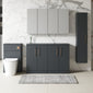 Nuie Arno 1200mm Floor Standing 4-Door Vanity & Worktop - Soft Black - welovecouk