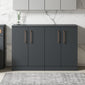 Nuie Arno 1200mm Floor Standing 4-Door Vanity & Worktop - Soft Black - welovecouk