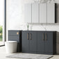 Nuie Arno 1200mm Floor Standing 4-Door Vanity & Worktop - Soft Black - welovecouk