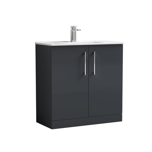  Arno 800mm Floor Standing 2 Door Vanity & Basin 2 - Soft Black