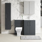 Nuie Arno L-Shaped 1100 Floor Standing Marble Basin Combination Unit - Soft Black with Brava Toilet - welovecouk