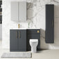 Nuie Arno L-Shaped 1100 Floor Standing Solid Stone Basin Combination Unit - Soft Black with Freya Toilet - welovecouk