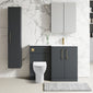 Nuie Arno L-Shaped 1100 Floor Standing Solid Stone Basin Combination Unit - Soft Black with Freya Toilet - welovecouk