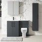 Nuie Arno L-Shaped 1100 Floor Standing Solid Stone Basin Combination Unit - Soft Black with Freya Toilet - welovecouk