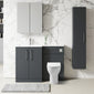 Nuie Arno L-Shaped 1100 Floor Standing Solid Stone Basin Combination Unit - Soft Black with Freya Toilet - welovecouk
