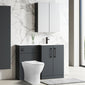 Nuie Arno L-Shaped 1100 Floor Standing Marble Stone Basin Combination Unit - Soft Black with Freya Toilet - welovecouk