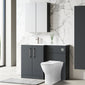 Nuie Arno L-Shaped 1100 Floor Standing Marble Stone Basin Combination Unit - Soft Black with Freya Toilet - welovecouk