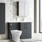 Nuie Arno L-Shaped 1100 Floor Standing Marble Stone Basin Combination Unit - Soft Black with Freya Toilet - welovecouk