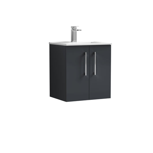  Nuie Arno 500mm Wall Hung 2-Door Vanity & Basin 2 - Soft Black