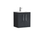 Nuie Arno 500mm Wall Hung 2-Door Vanity & Basin 2 - Soft Black