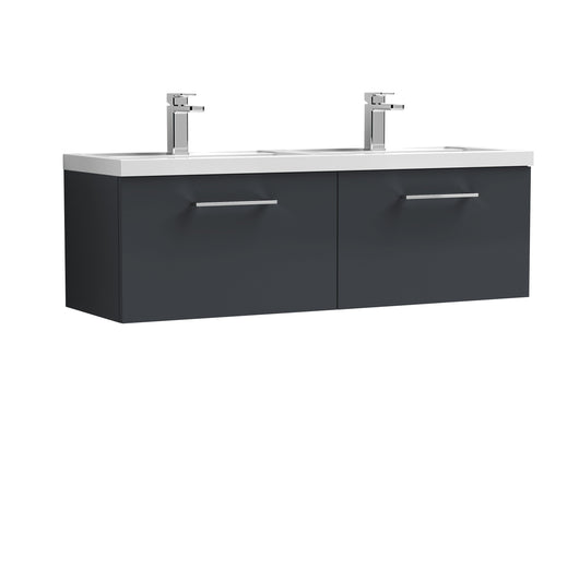  Ryker 1200mm Wall Hung 2 Drawer Vanity & Double Basin - Soft Black