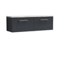 Nuie Arno 1200mm Wall Hung 2-Drawer Vanity & Laminate Worktop - Soft Black