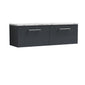 Nuie Arno 1200mm Wall Hung 2-Drawer Vanity & Laminate Worktop - Soft Black