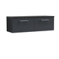 Nuie Arno 1200mm Wall Hung 2-Drawer Vanity & Laminate Worktop - Soft Black