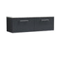 Nuie Arno 1200mm Wall Hung 2-Drawer Vanity & Laminate Worktop - Soft Black