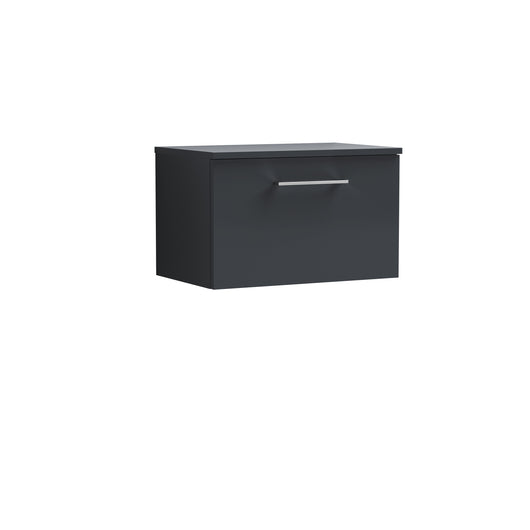  Arno 600mm Wall Hung 1 Drawer Vanity & Worktop - Soft Black