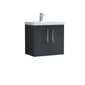 Nuie Arno 600mm Wall Hung 2-Door Vanity & Basin 3 - Soft Black