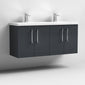 Nuie Arno 1200mm Wall Hung 4-Door Vanity & Double Basin 2 - Soft Black