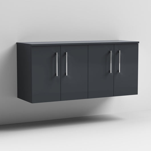  Nuie Arno 1200mm Wall Hung 4-Drawer Vanity & Worktop - Soft Black