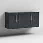 Nuie Arno 1200mm Wall Hung 4-Drawer Vanity & Worktop - Soft Black