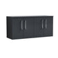 Nuie Arno 1200mm Wall Hung 4-Door Vanity & Worktop - Soft Black