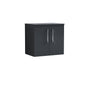 Nuie Arno 600mm Wall Hung 2-Door Vanity & Worktop - Soft Black