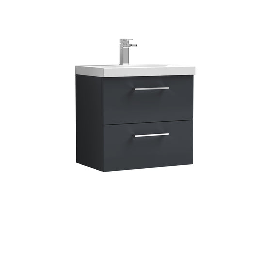  Nuie Arno 600mm Wall Hung 2-Drawer Vanity & Basin 1 - Soft Black