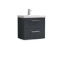 Nuie Arno 600mm Wall Hung 2-Drawer Vanity & Basin 1 - Soft Black