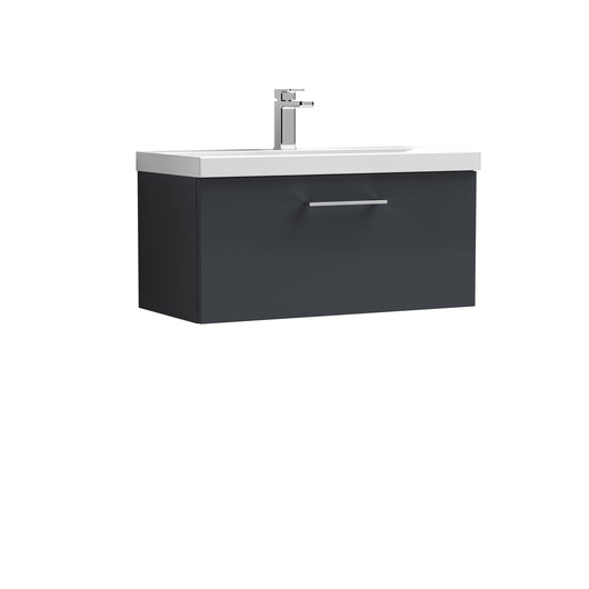 Arno 800mm Wall Hung 1 Drawer Vanity & Basin 1 - Soft Black
