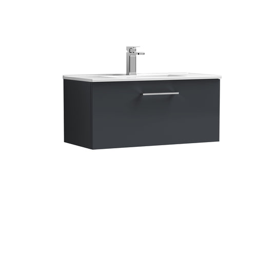  Arno 800mm Wall Hung 1-Drawer Vanity & Basin 2 - Soft Black