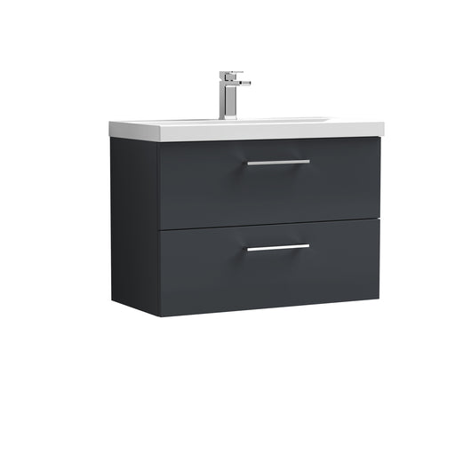  Arno 800mm Wall Hung 2-Drawer Vanity & Basin 1 - Soft Black