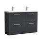 Arno 1200mm Floor Standing 4 Drawer Vanity & Double Basin 2 - Soft Black