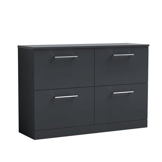  Nuie Arno 1200mm Floor Standing 4-Drawer Vanity & Worktop - Soft Black