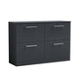 Nuie Arno 1200mm Floor Standing 4-Drawer Vanity & Worktop - Soft Black