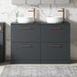 Nuie Arno 1200mm Floor Standing 4-Drawer Vanity & Worktop - Soft Black - welovecouk